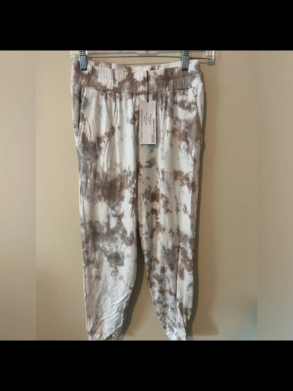 Yana K Brooks Tie-Dye Jogger Pants - Taupe/White